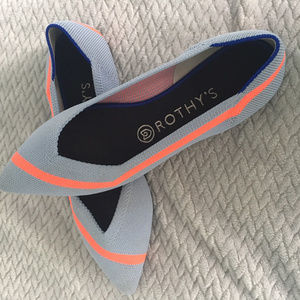 Rothys Soft Blue/Orange Line size 8 rare colors